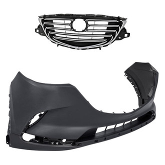 Replacement - 2-Piece (Front Bumper Cover, Grille)