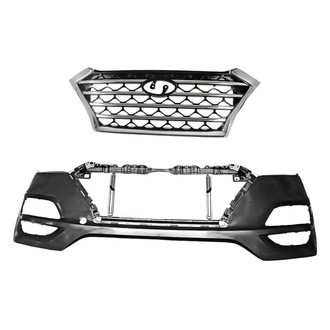 Replacement - 2-Piece (Front Bumper Cover, Grille) (CAPA Certified)