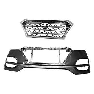 Replacement - 2-Piece (Front Bumper Cover, Grille) (CAPA Certified)