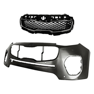 Replacement - 2-Piece (Front Bumper Cover, Grille) (CAPA Certified)