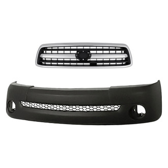 Replacement - 2-Piece (Front Bumper Cover, Grille)