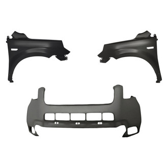 Replacement - 3-Piece (Front Bumper Cover, Driver and Passenger Side Fender) (Standard Line)