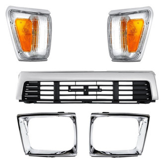 Replacement - 5-Piece (Grille, Front Driver and Passenger Side Turn Signal/Corner Light, Driver and Passenger Side Headlight Bezel) (Standard Line)