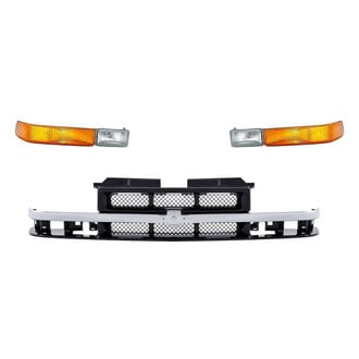 Replacement - 3-Piece (Grille, Front Driver and Passenger Side Turn Signal/Parking Light) (Standard Line)
