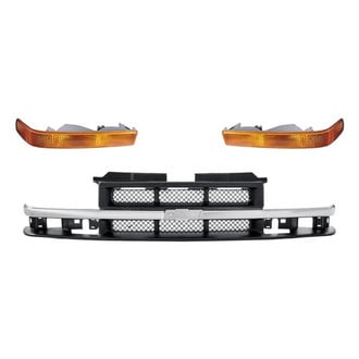 Replacement - 3-Piece (Grille, Front Driver and Passenger Side Turn Signal/Parking Light) (Standard Line)
