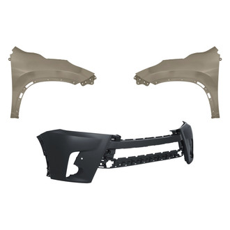 Replacement - 3-Piece (Front Bumper Cover, Driver and Passenger Side Fender) (Standard Line)
