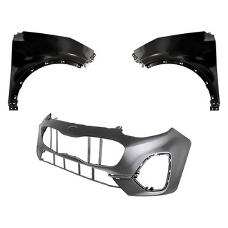 Replacement - 3-Piece (Front Bumper Cover, Driver and Passenger Side Fender) (Standard Line)
