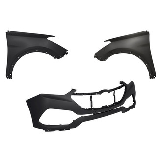 Replacement - 3-Piece (Front Bumper Cover, Driver and Passenger Side Fender) (Standard Line)