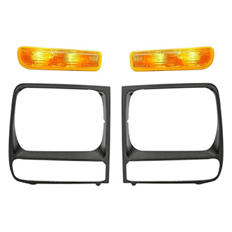 Replacement - 4-Piece (Front Driver and Passenger Side Turn Signal/Parking Light, Driver and Passenger Side Headlight Bezel) (Standard Line)