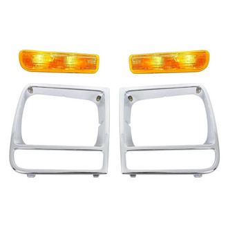 Replacement - 4-Piece (Front Driver and Passenger Side Turn Signal/Parking Light, Driver and Passenger Side Headlight Bezel) (Standard Line)