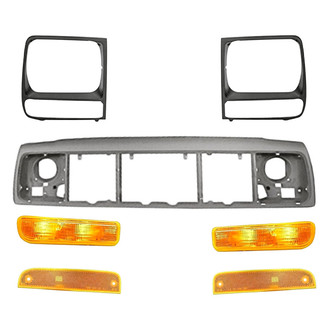 Replacement - 7-Piece (Front Driver and Passenger Side Turn Signal/Parking Light, Header Panel, Driver and Passenger Side Headlight Bezel, Front Driver and Passenger Side Side Marker Light) (Standard Line)