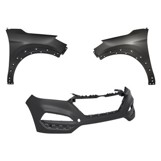 Replacement - 3-Piece (Front Bumper Cover, Driver and Passenger Side Fender) (Standard Line)