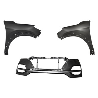 Replacement - 3-Piece (Front Bumper Cover, Driver and Passenger Side Fender) (Standard Line)