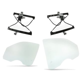 Replacement - 4-Piece (Front Driver and Passenger Side Window Regulator and Motor Assembly, Door Glass) (Standard Line)