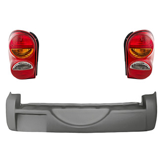 Replacement - Driver and Passenger Side 3-Piece Kit (Driver and Passenger Side Tail Lights, Rear Bumper Cover) (Standard Line)
