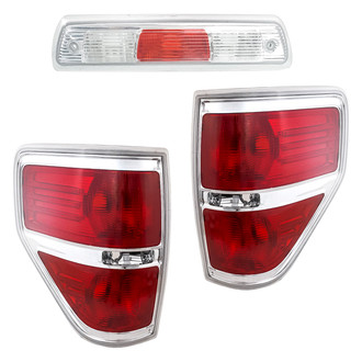 Replacement - Driver and Passenger Side 3-Piece Kit (Driver and Passenger Side Tail Lights, 3rd Brake Light) (Standard Line)