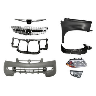 Replacement - 8-Piece Kit (Passenger Side Headlight, Front Bumper Cover, Grille, Grille Bar, Front Passenger Side Fender, Front Passenger Side Fender Liner, Passenger Side Fog Light, Radiator Support) (Standard Line)