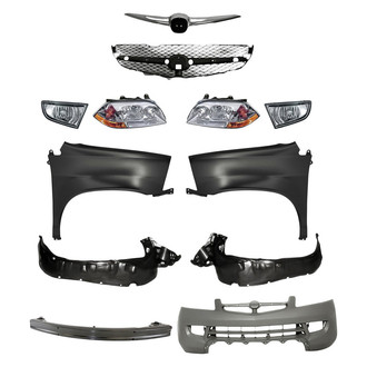 Replacement - 12-Piece Kit (Headlights, Front Bumper Cover, Front Bumper Reinforcement, Grille, Grille Bar, Front Fenders, Front Fender Liners, Fog Lights) (Standard Line)