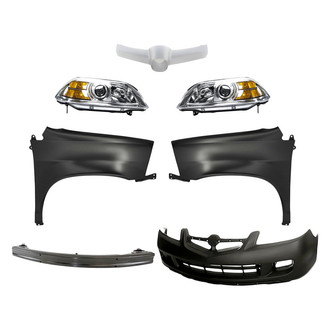 Replacement - 7-Piece Kit (Driver and Passenger Side Headlights, Front Bumper Cover, Front Bumper Reinforcement, Grille Bar, Driver and Passenger Side Fenders) (Standard Line)
