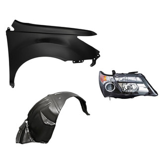 Replacement - 3-Piece Kit (Passenger Side Headlight, Front Passenger Side Fender, Front Passenger Side Fender Liner) (Standard Line)