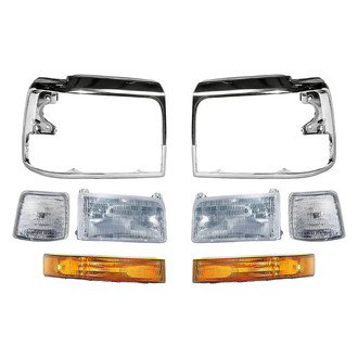 Replacement - 8-Piece Kit (Driver and Passenger Side Headlights, Driver and Passenger Side Headlight Bezels, Driver and Passenger Side Turn Signal/Corner Lights, Driver and Passenger Side Turn Signal/Parking Lights) (Standard Line)