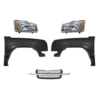 Replacement - 5-Piece Kit (Driver and Passenger Side Headlights, Grille, Driver and Passenger Side Fenders) (Standard Line)