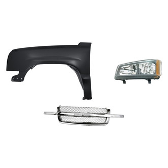 Replacement - 3-Piece Kit (Driver Side Headlight, Grille, Front Driver Side Fender) (Standard Line)