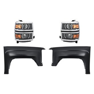 Replacement - 4-Piece Kit (Driver and Passenger Side Headlights, Driver and Passenger Side Fenders)