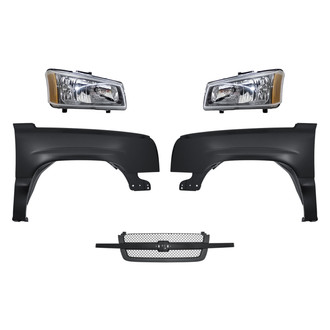 Replacement - 5-Piece Kit (Driver and Passenger Side Headlights, Grille, Driver and Passenger Side Fenders) (Standard Line)