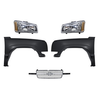 Replacement - 5-Piece Kit (Driver and Passenger Side Headlights, Grille, Driver and Passenger Side Fenders) (Standard Line)