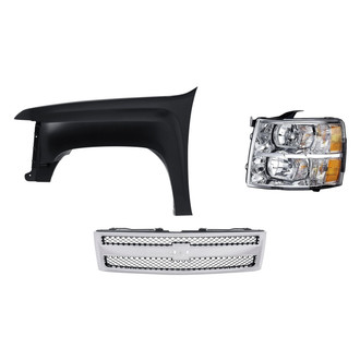 Replacement - 3-Piece Kit (Driver Side Headlight, Grille, Front Driver Side Fender) (Standard Line)