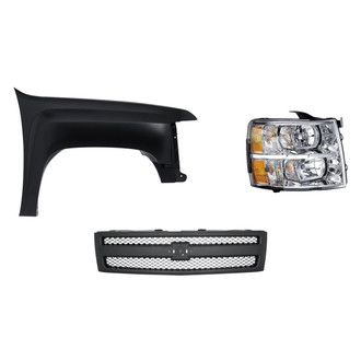 Replacement - 3-Piece Kit (Passenger Side Headlight, Grille, Front Passenger Side Fender) (CAPA Certified)