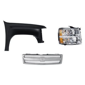 Replacement - 3-Piece Kit (Passenger Side Headlight, Grille, Front Passenger Side Fender) (CAPA Certified)