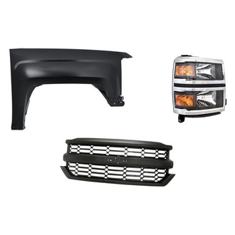 Replacement - 3-Piece Kit (Passenger Side Headlight, Grille, Front Passenger Side Fender)
