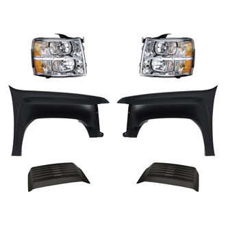 Replacement - 6-Piece Kit (Driver and Passenger Side Headlights, Driver and Passenger Side Hood Scoop Grilles, Driver and Passenger Side Fenders) (Standard Line)