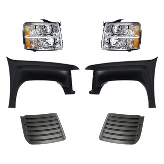 Replacement - 6-Piece Kit (Driver and Passenger Side Headlights, Driver and Passenger Side Fenders, Driver and Passenger Side Hood Panel Inserts) (Standard Line)