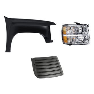 Replacement - 3-Piece Kit (Passenger Side Headlight, Front Passenger Side Fender, Passenger Side Hood Panel Insert) (Standard Line)