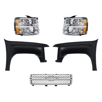 Replacement BNDL-251073 - 5-Piece Kit (Driver and Passenger Side Headlights, Grille, Driver and Passenger Side Fenders) (Standard Line)