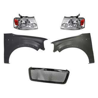 Replacement - 5-Piece Kit (Driver and Passenger Side Headlights, Grille, Driver and Passenger Side Fenders) (Standard Line)