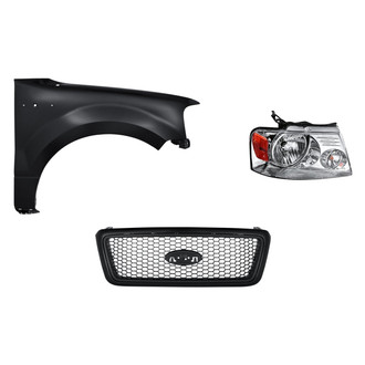 Replacement - 3-Piece Kit (Passenger Side Headlight, Grille, Front Passenger Side Fender) (Standard Line)