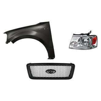 Replacement - 3-Piece Kit (Driver Side Headlight, Grille, Front Driver Side Fender) (Standard Line)