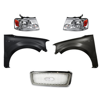 Replacement - 5-Piece Kit (Driver and Passenger Side Headlights, Grille, Driver and Passenger Side Fenders) (Standard Line)