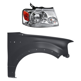 Replacement - 2-Piece Kit (Passenger Side Headlight, Front Passenger Side Fender) (CAPA Certified)