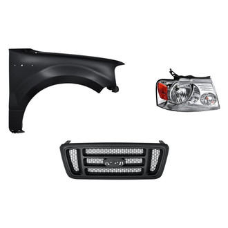 Replacement - 3-Piece Kit (Passenger Side Headlight, Grille, Front Passenger Side Fender) (Standard Line)