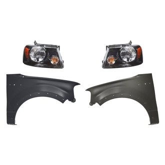 Replacement - 4-Piece Kit (Driver and Passenger Side Headlights, Driver and Passenger Side Fenders) (Standard Line)