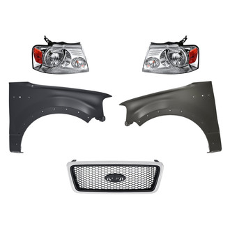 Replacement - 5-Piece Kit (Driver and Passenger Side Headlights, Grille, Driver and Passenger Side Fenders) (Standard Line)