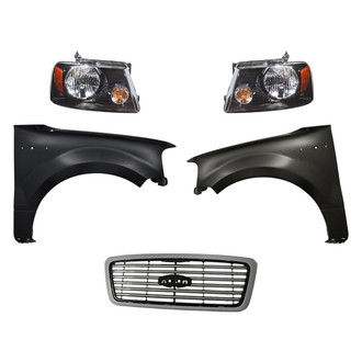 Replacement - 5-Piece Kit (Driver and Passenger Side Headlights, Grille, Driver and Passenger Side Fenders) (Standard Line)
