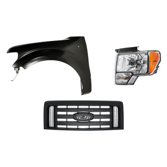 Replacement - 3-Piece Kit (Driver Side Headlight, Grille, Front Driver Side Fender) (Standard Line)