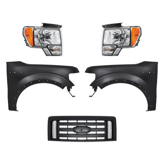 Replacement - 5-Piece Kit (Driver and Passenger Side Headlights, Grille, Driver and Passenger Side Fenders) (Standard Line)