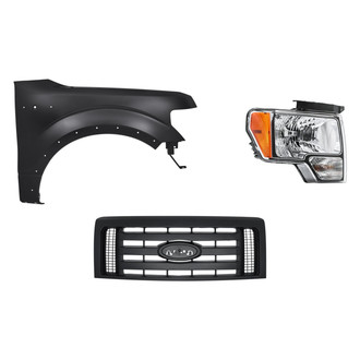 Replacement - 3-Piece Kit (Passenger Side Headlight, Grille, Front Passenger Side Fender) (Standard Line)